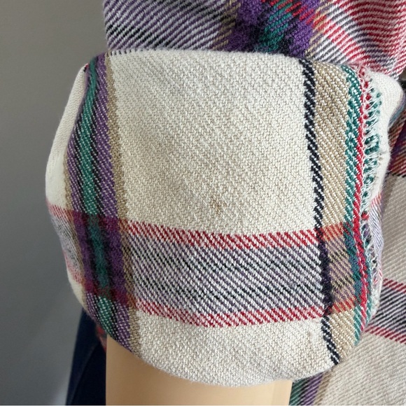 Eddie Bauer Red, Cream, Blue, Purple, Green Soft Woven Plaid Button Down Shirt - Picture 8 of 11